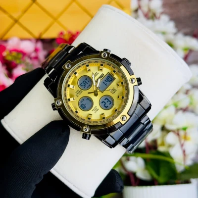 SKMEI Golden-Black Waterproof GENTS WATCH secondary