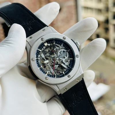 HUBLOT Automatic Mechanical SIlver-Black LEATHER