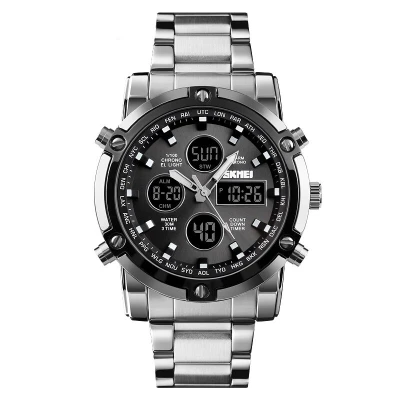 SKMEI Silver-Black Waterproof GENTS WATCH