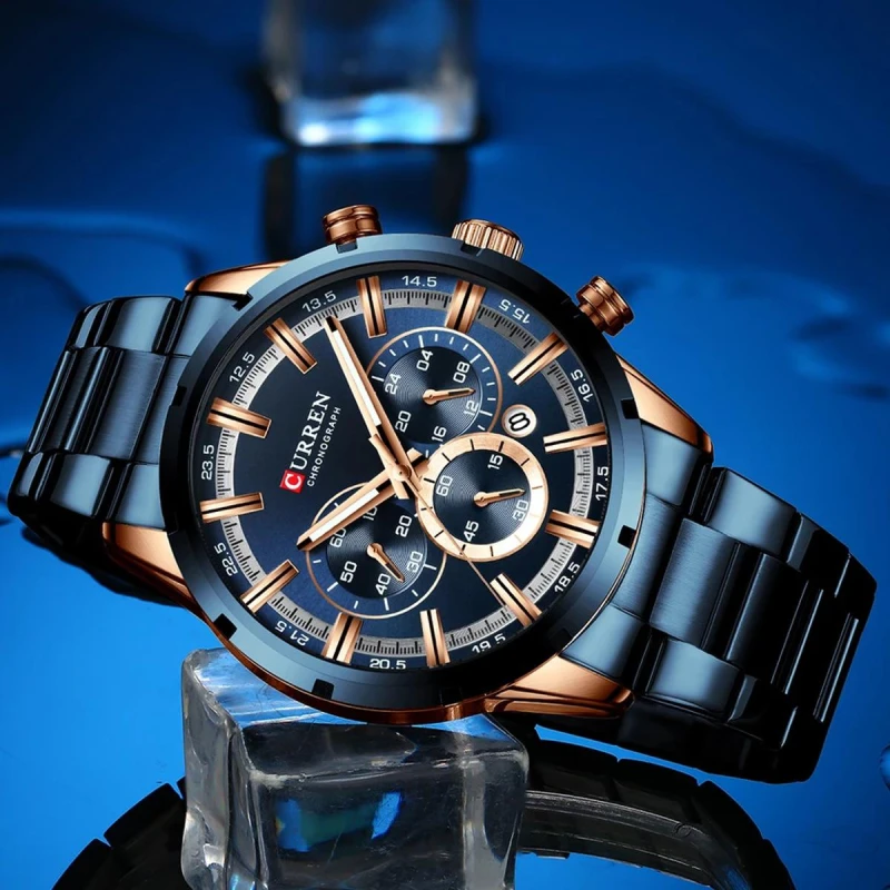 CURREN 8355 Stainless Steel Chronograph Watch For Men - Royal Blue