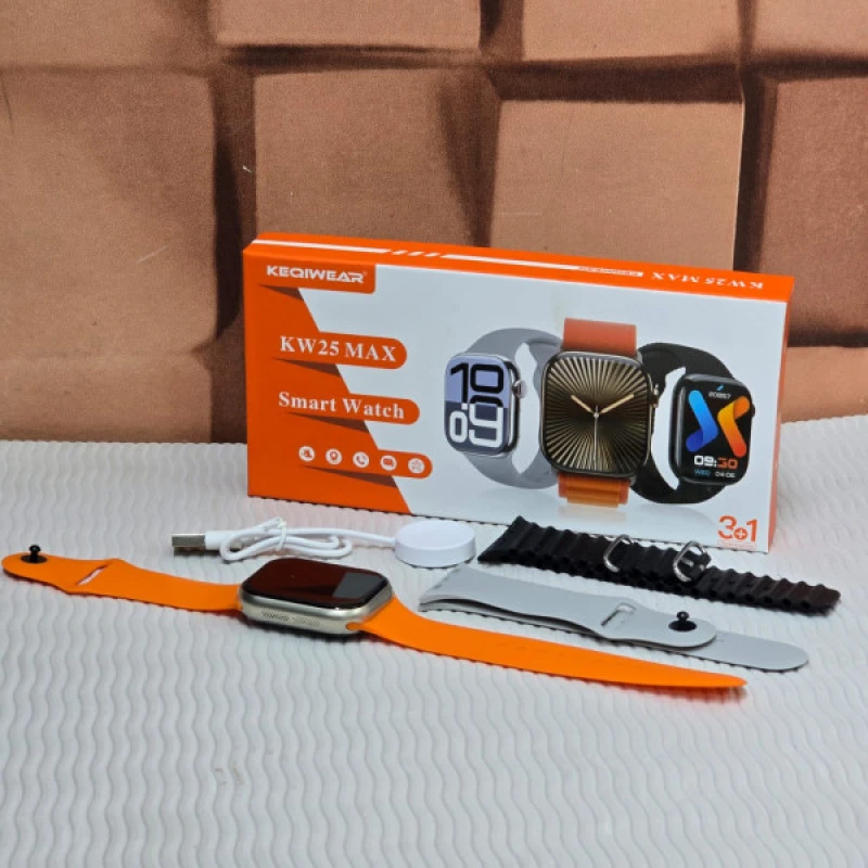 Keqiwear KW25 Max 10 Series BT Calling Smart Watch with 3 Straps
