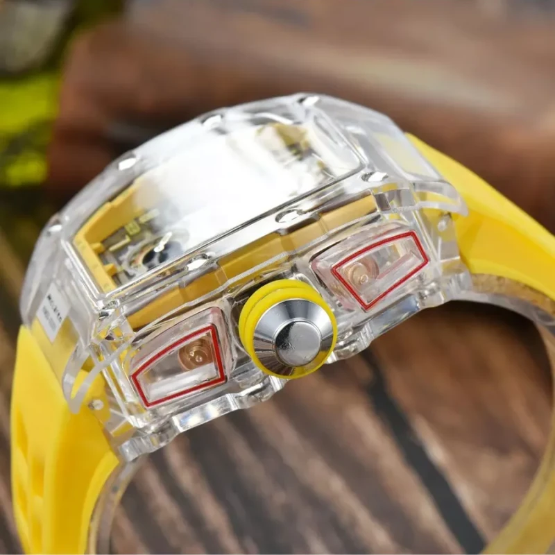 Richard Mille Crystal Transparent Chornograph Multifunctional Six-Pin Running Seconds Rotating Watch