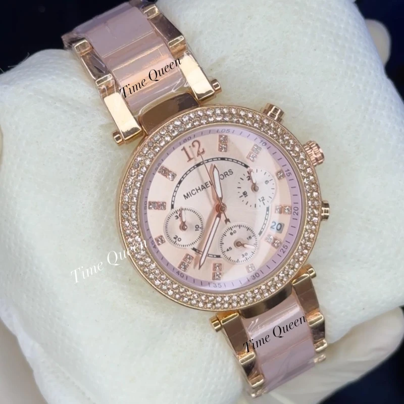Michael Kors Parker Chronograph Blush Dial Ladies Watch- MK5896