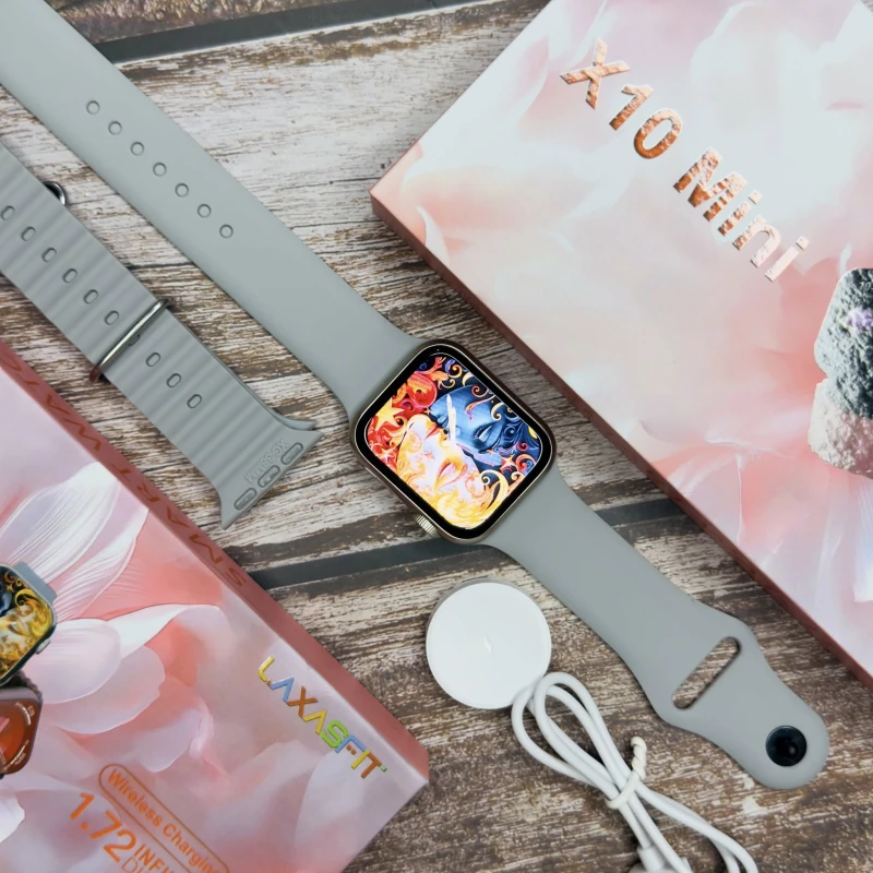 X10 Mini Smart Watch Bluetooth Calling, Two Belt, Heart Rate Monitoring Smartwatch for Ladies and Babies
