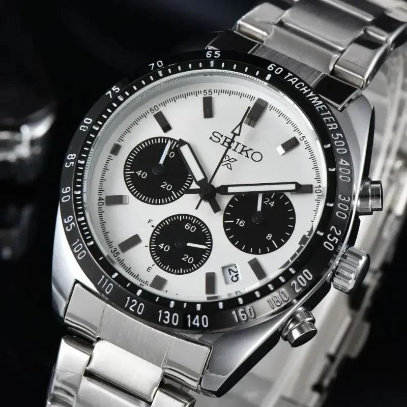 Seiko Panda Di Three Eyed Casual Multifunctional Chronograph Watch