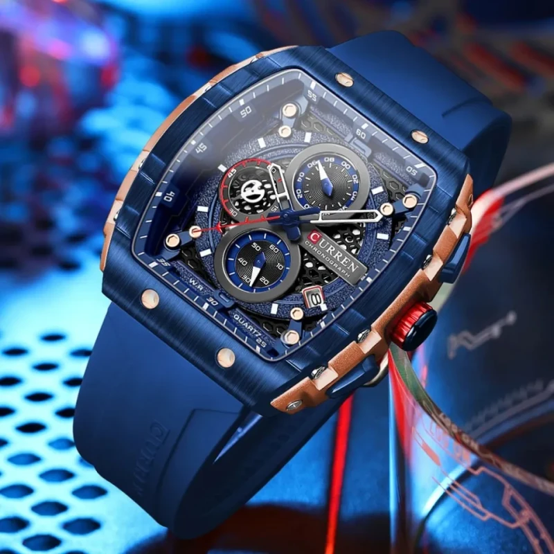 CURREN 8442 Men's Waterproof Six Needle Quartz Calendar Tape Men's Watch