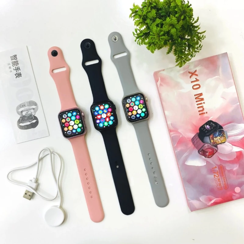 X10 Mini Smart Watch Bluetooth Calling, Two Belt, Heart Rate Monitoring Smartwatch for Ladies and Babies