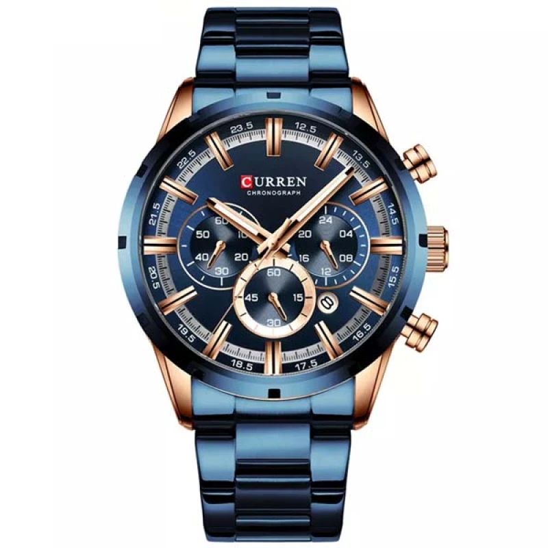 CURREN 8355 Stainless Steel Chronograph Watch For Men - Royal Blue