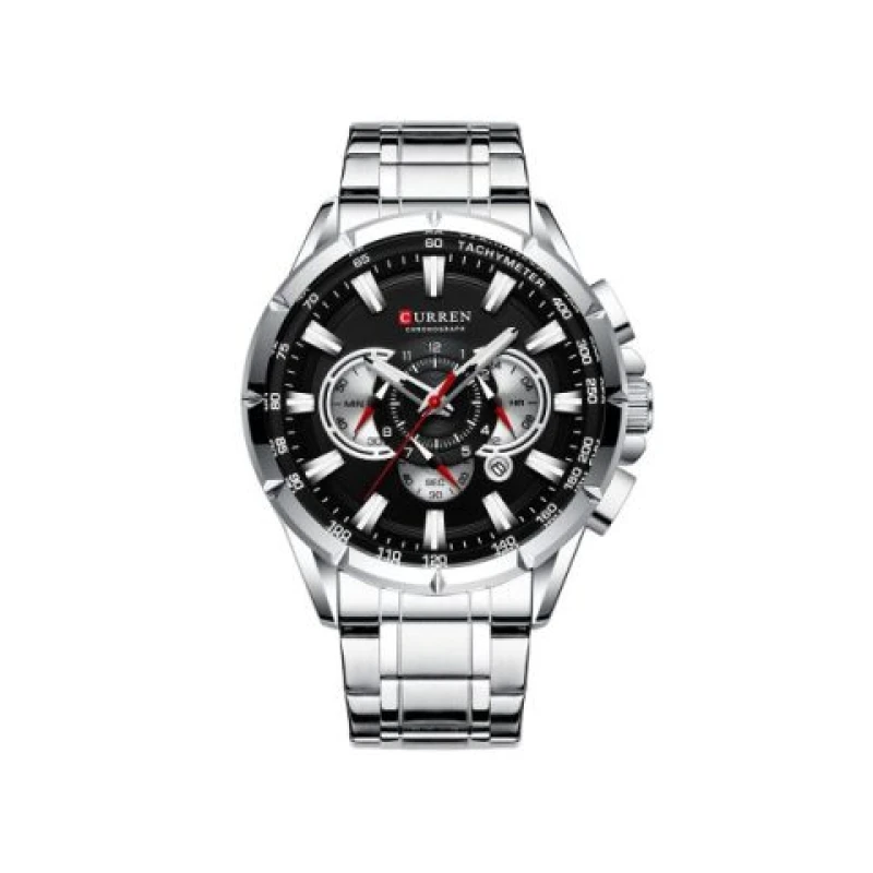 Curren 8363 Original Watch for Men –Silver Black