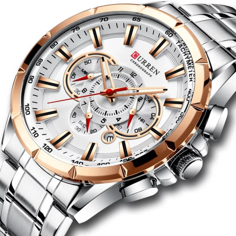 Curren 8363 Original Watch for Men –Silver and White