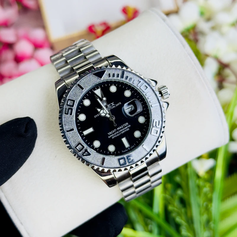 ROLEX YACHT-MASTER Silver-Black Gents Watch