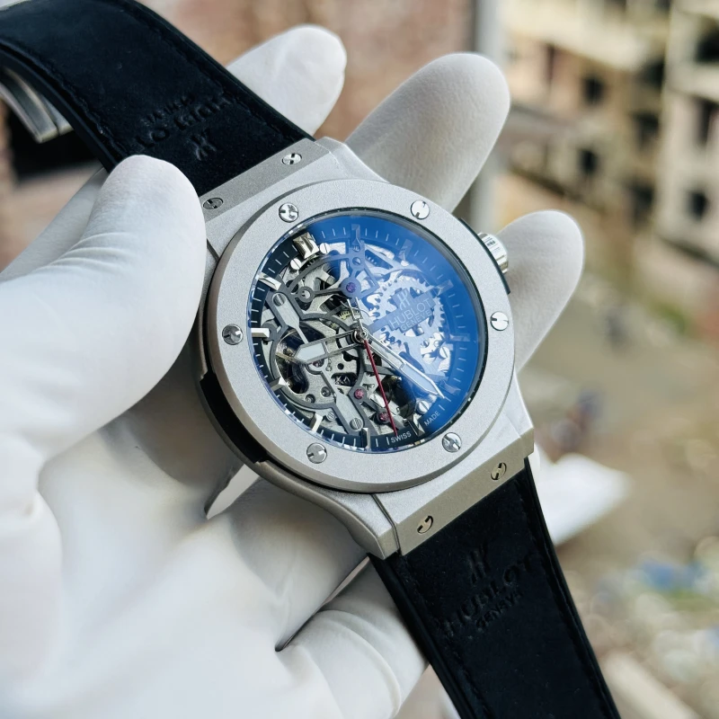 HUBLOT Automatic Mechanical SIlver-Black LEATHER