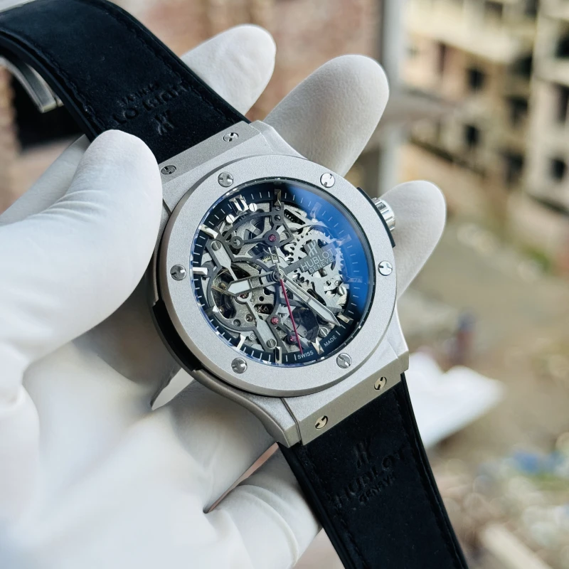 HUBLOT Automatic Mechanical SIlver-Black LEATHER