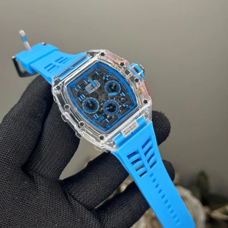 Richard Mille Crystal Transparent Chornograph Multifunctional Six-Pin Running Seconds Rotating Watch