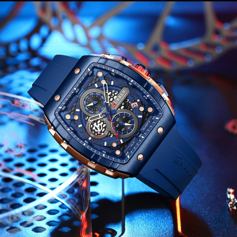 CURREN 8442 Men's Waterproof Six Needle Quartz Calendar Tape Men's Watch