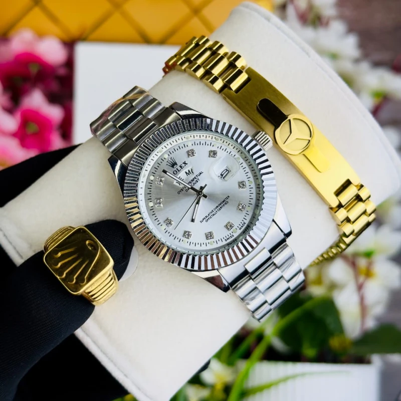 ROLEX Combo SILVER Set For GENTS