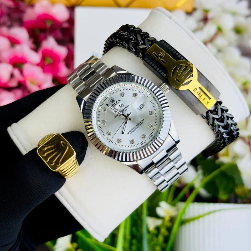 ROLEX Combo SILVER Set For GENTS
