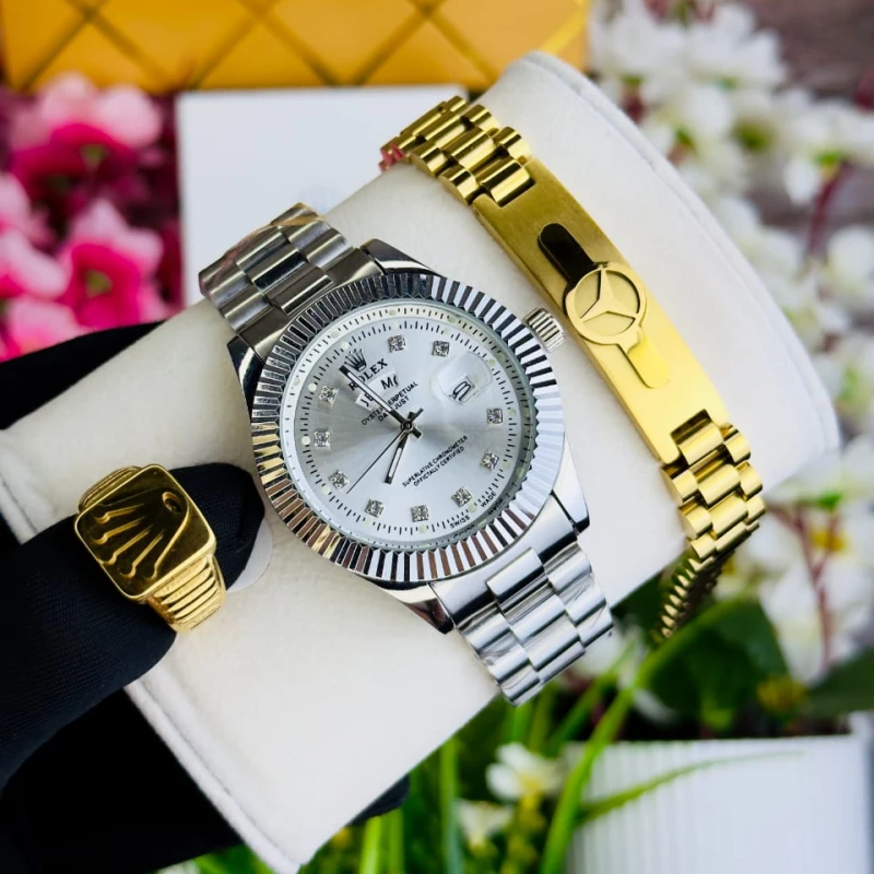 ROLEX Combo SILVER Set For GENTS