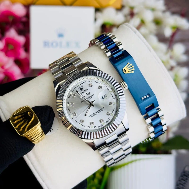 ROLEX Combo SILVER Set For GENTS