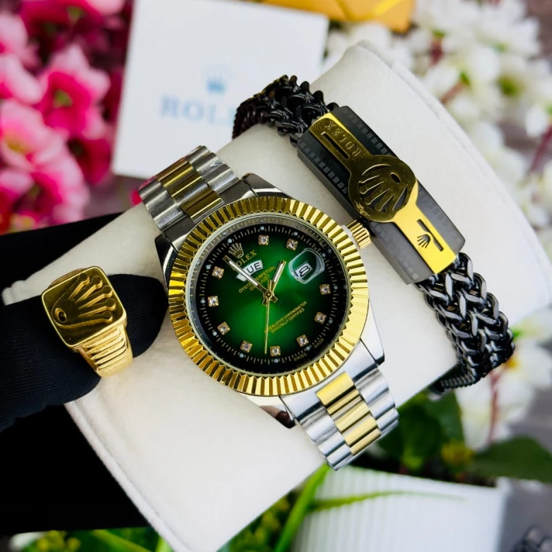 ROLEX Combo GOLDEN-SILVER Set For GENTS