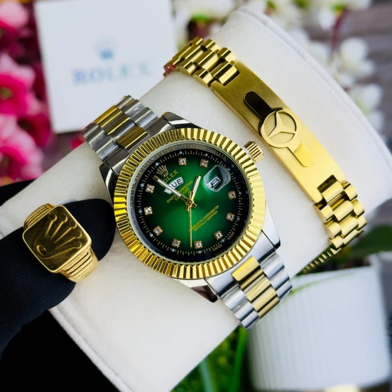 ROLEX Combo GOLDEN-SILVER Set For GENTS