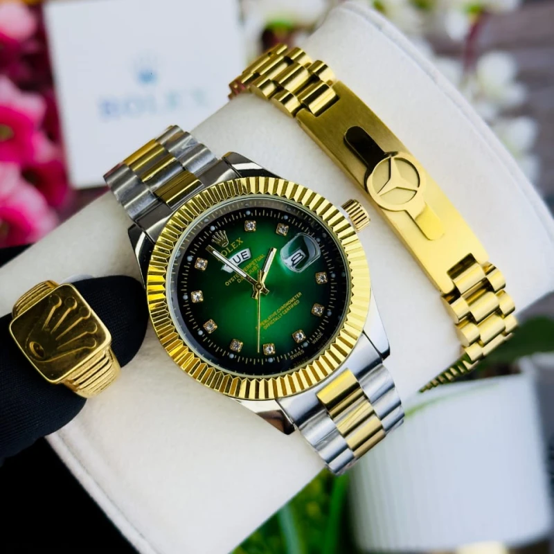 ROLEX Combo GOLDEN-SILVER Set For GENTS
