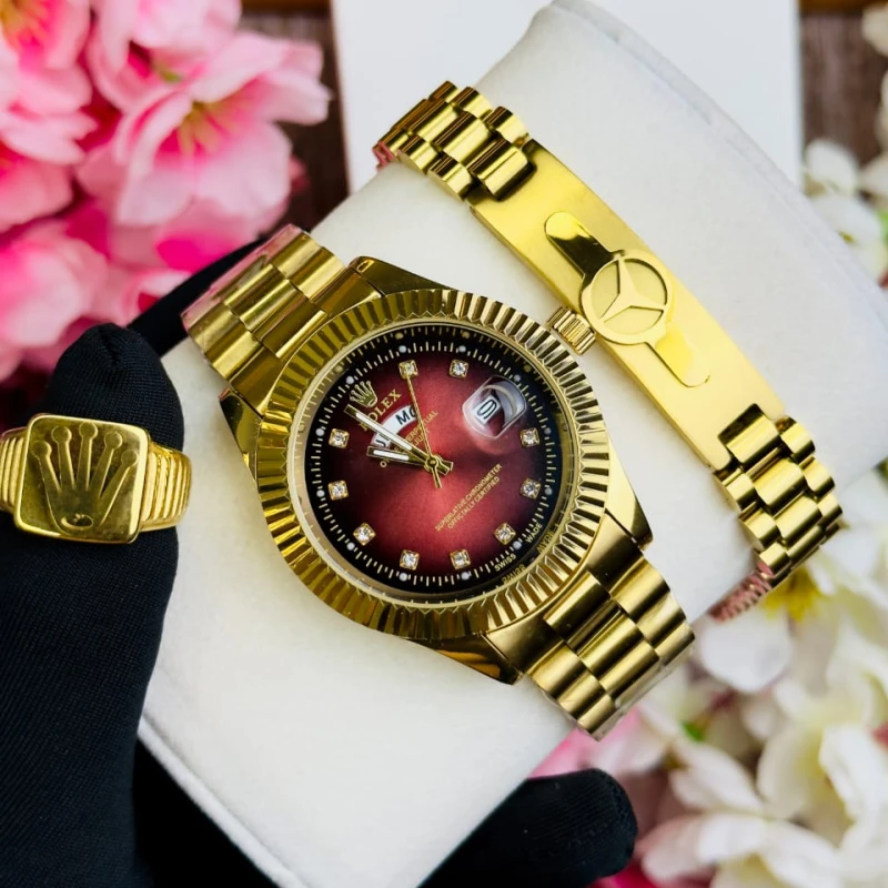 ROLEX Combo GOLDEN Set For GENTS