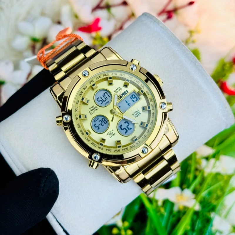 SKMEI Golden Waterproof GENTS WATCH