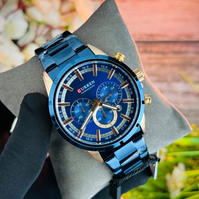 Curren 8355 Most Luxurious Chronograph Blue Dial Men's Watch(Waterproof)