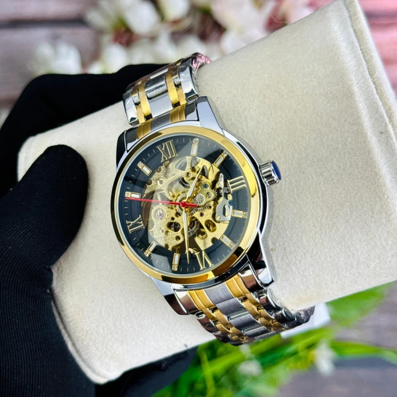 SKMEI 9222 Automatic Mechanical Watch for Men Black-Silver(Waterproof)