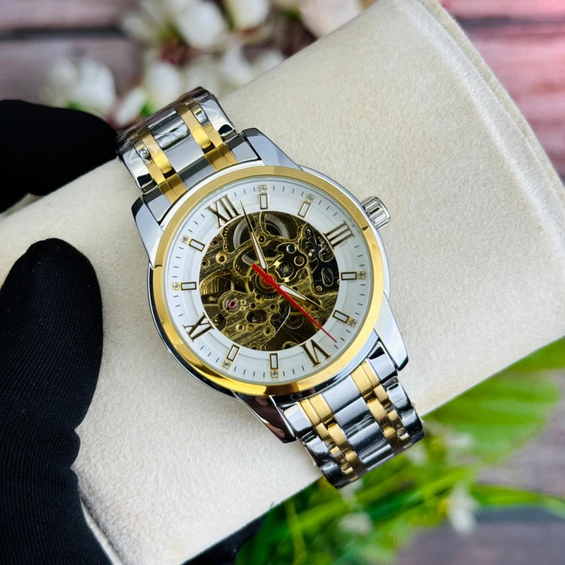 SKMEI 9222 Automatic Mechanical Watch for Men Silver-White(Waterproof)