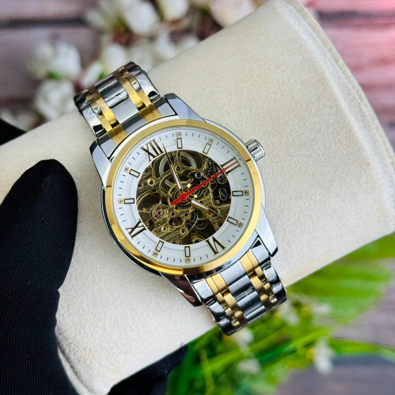 SKMEI 9222 Automatic Mechanical Watch for Men Silver-White(Waterproof)