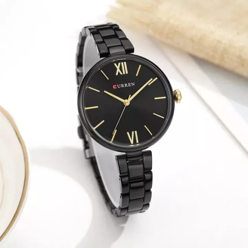 CURREN 9017 Golden Stainless Steel Analog Watch For Women