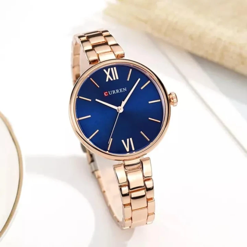 CURREN 9017 Golden Stainless Steel Analog Watch For Women