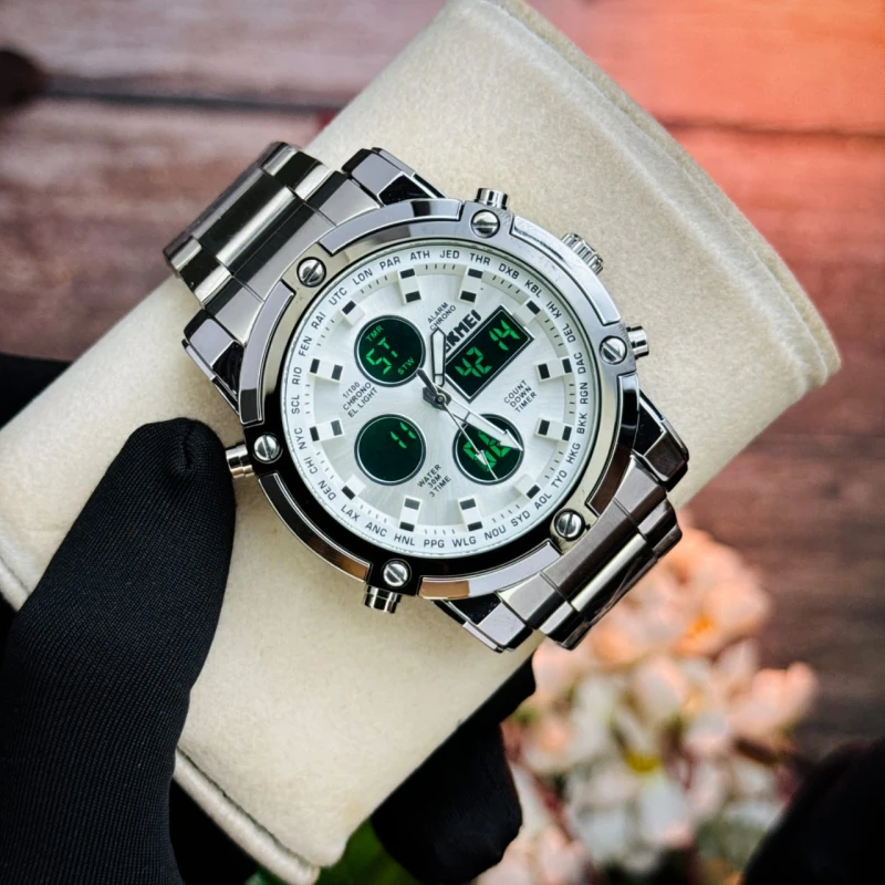 SKMEI Silver Waterproof GENTS WATCH