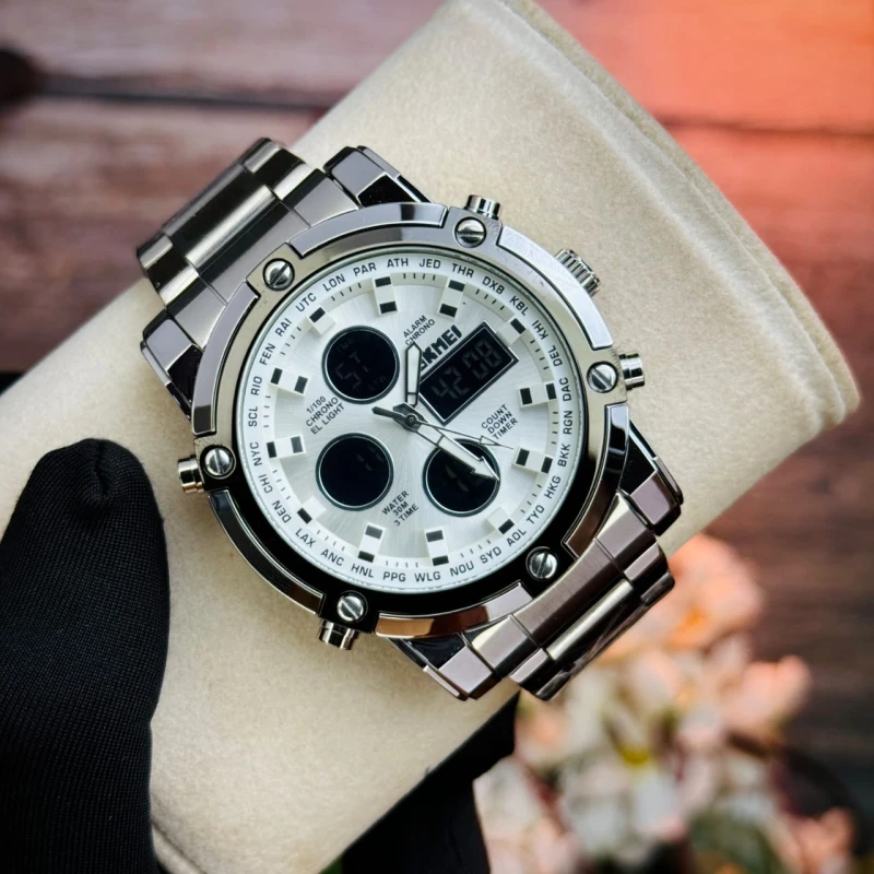 SKMEI Silver Waterproof GENTS WATCH