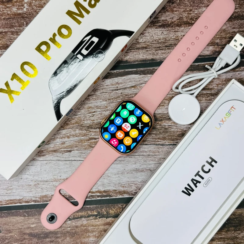 X10 Pro Max Pink Smartwatch – 1.91” AMOLED Display