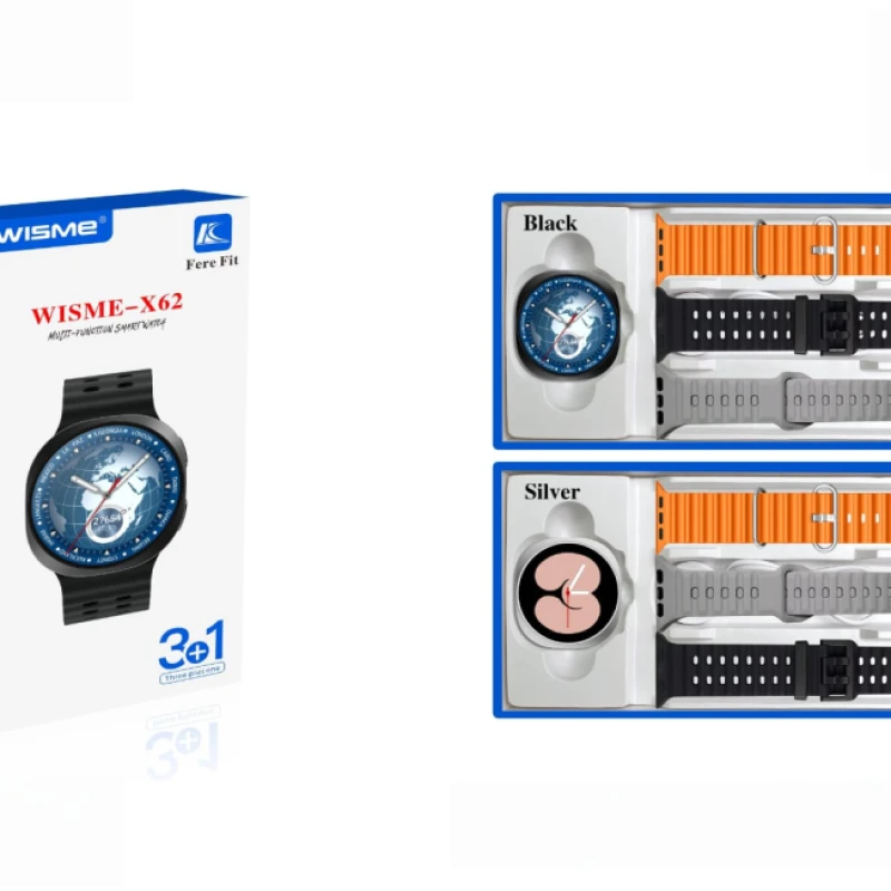 WISME X62 Smart Watches Round Reloj Smart Bracelet Heart Rate Fitness Tracker Wireless Call Smartwatch With 3 Straps