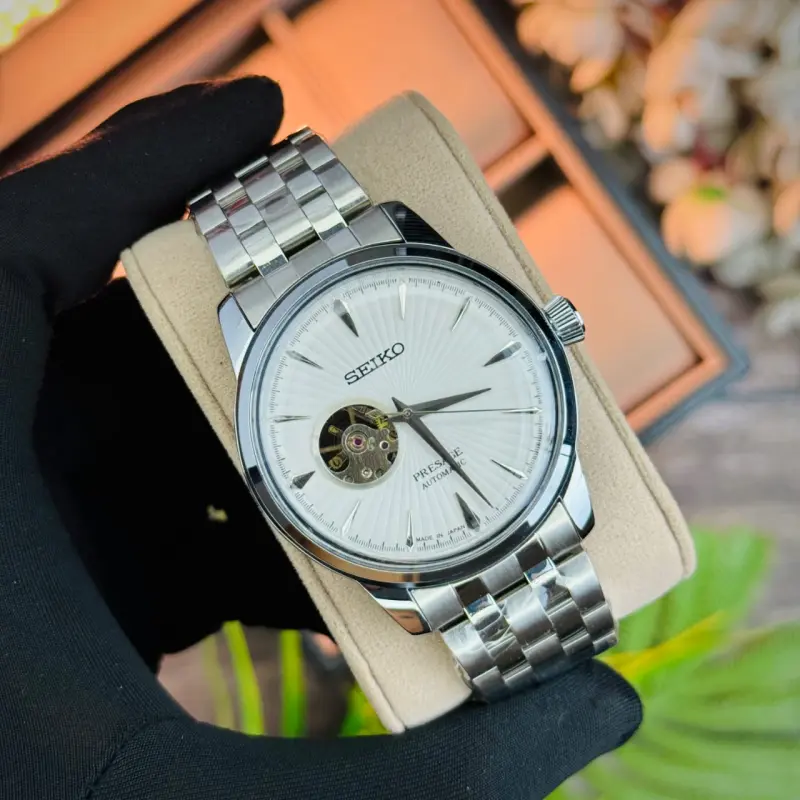 Seiko Presage Open Heart Automatic Silver Watch