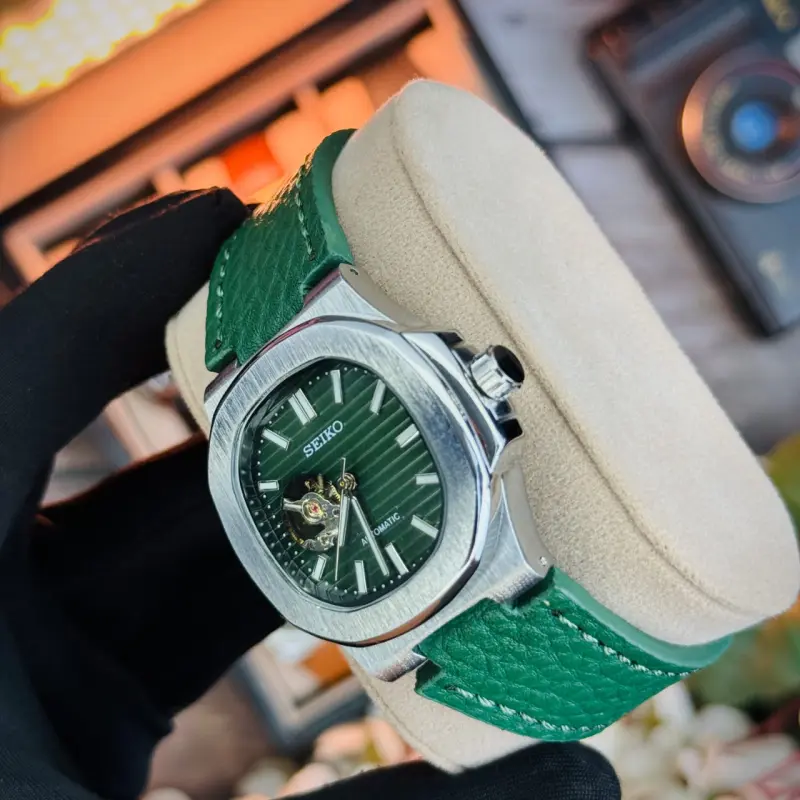 SEIKO Nautilus Leather Open Heart Dial Automatic Watch